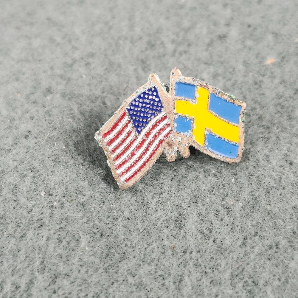 USA American Sweden‎ Friendship Flag Bike Motorcycle Hat Cap lapel Pin